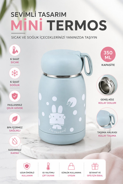 jojobebek Çocuk Sıcak Su Taşıma Termos Çift Duvarlı Paslanmaz Çelik, BPA’sız,...