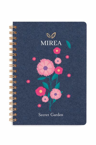 Mirea B5 17x24 cm Spiralli Çizgili Tarihsiz Not Defteri Secret Garden Koleksiyon