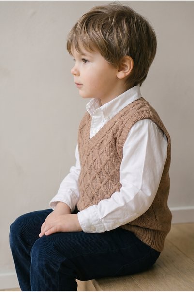 Babily Baby Boy Knitwear Sweater V Neck Argyle Pattern Knitted