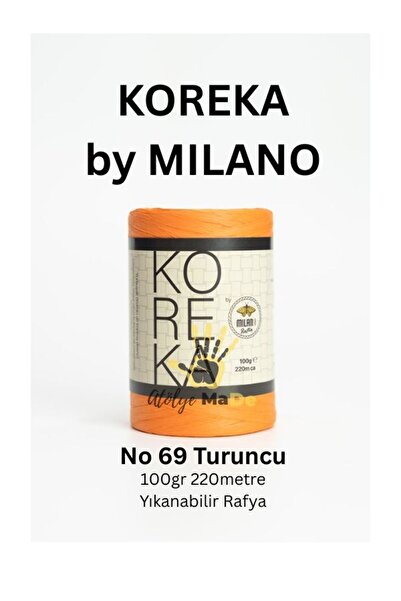 Milano Koreka by - 69 Portocaliu Tek Yumak 100gr 220 metri RAFFIA LAVABILĂ