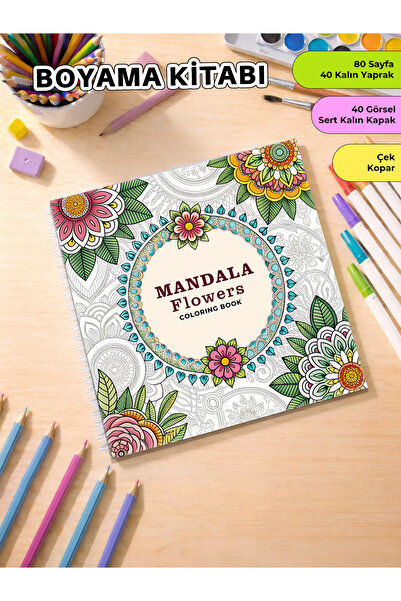 metafortoys كتاب تلوين زهور الماندالا Cozy Book - 21x20 سم | 40 صورة | للأطفا...