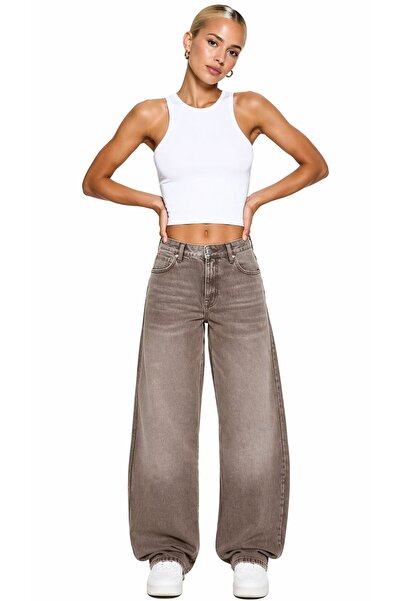 Messy Girls Balloon Cut Baggy Τζιν με χαμηλή μέση γραμμή, 100% βαμβακερό ύφασ...