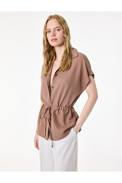 Koton Πουκάμισο από ύφασμα Modal Cupro με λεπτομέρεια δεσίματος στη μέση και ...