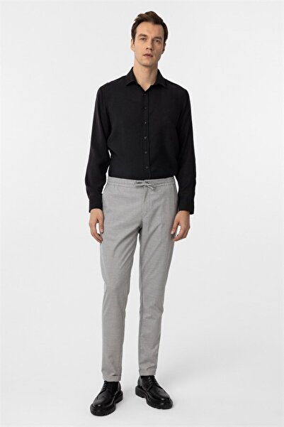 SÜVARİ Pantaloni gri slim, drepti, tip jogger