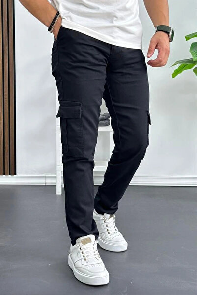 Edwox Men's Cargo Pants with Side Pockets Black Edw184