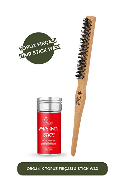 Professional Hair Wax Stick 75gr - Saç Sabitleyici ve Organik Topuz Fırçası 2'li Set
