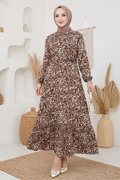 Bestenur Φόρεμα Zelal Woven Viscose 1480 - Καφέ