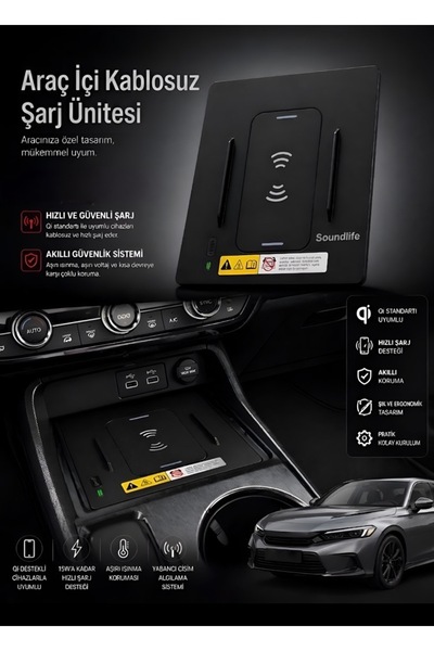 SOUNDLİFE HONDA CİVİC FE1 2022+ KABLOSUZ ŞARJ