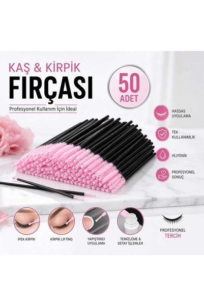 PİRAYE AKSESUAR İpek Kirpik Microblading Kalıcı Makyaj İçin Kaş & Kirpik Fırç...
