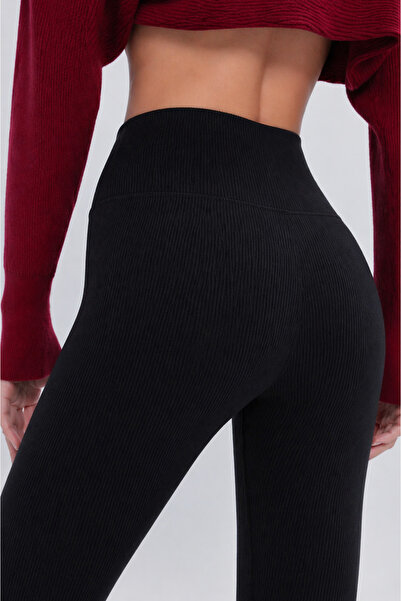 Gizrain Γυναικείο Μαύρο Κολάν Ψηλόμεσο με Κορδόνια που Δεν Διαγράφει τη Σιλου...