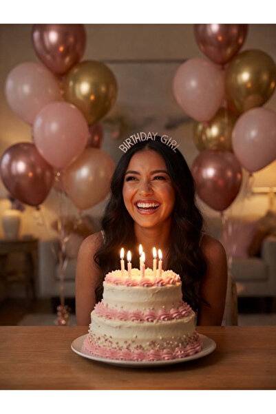 DODOMAR Taç Metal Taşlı Birthday Girl Rose Gold Renkli Parti Saç Aksesuarı Do...