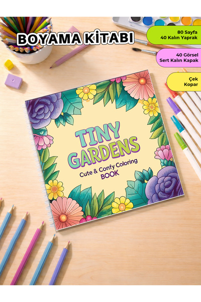 metafortoys Tiny Garden Boyama Kitabı Cozy Book – 21x20 cm I 40 Görsel I Çocu...