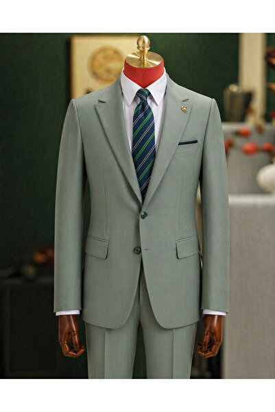 ilayda emir Κοστούμι με γιλέκο Aqua Green Slim Fit Navy Blue με τσέπες και μα...