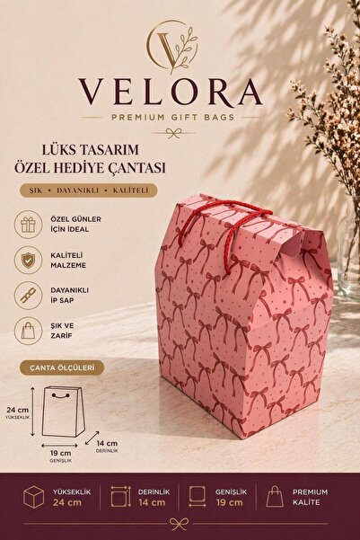 Velora Premium Hediye Kutusu Hediyelik Çanta Hediye Paketi 24x14x20cm