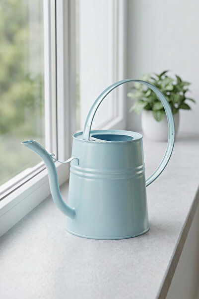 Desen Dekorasyon Sophia 2 Litre Metal Çiçek Saksı Sulama Kabı Açık Mavi - Mod...