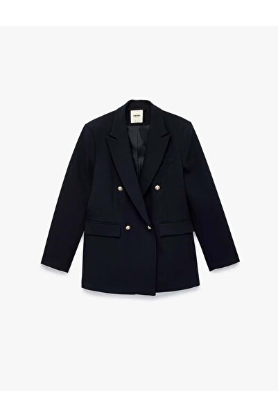 Koton Μπλέιζερ με διπλό γιακά, μακριά μανίκια, λεπτομέρεια τσέπης και μεταλλι...