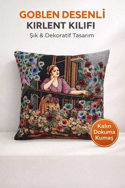 KIRLENT EV Ταπετσαρία Γυναίκα στο Μπαλκόνι Μοτίβο Μαξιλαροθήκη