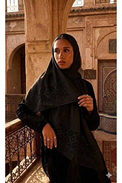 Veil Designer Black Sedar Pual Veil with Black Kanfa Embroidery on Both Sides...