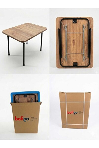 Bofigo Katlanır Masa Balkon Bahçe Kamp Masası Piknik Masası 45x60 Cm - Çam