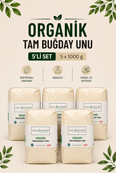 Soul Kitchen Organik Ürünler Organik Sertifikalı Tam Buğday Unu 5’li Set 5x10...