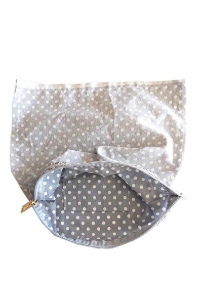 Nusrat Bilişim 28X28 cm Sewn Zippered Liner - Polka Dot Light Grey Bag Accessory