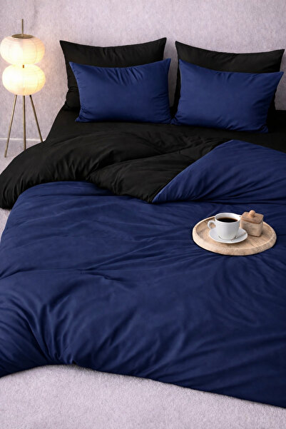 ROSERA HOME Double Elastic Sheet Bedding Set Cotton Navy Blue-Black