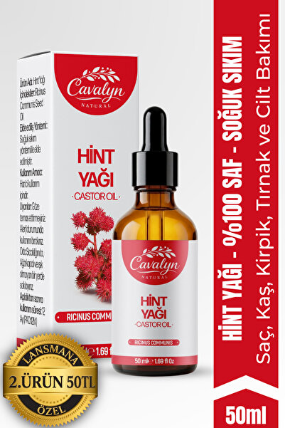 Cavalyn Natural Hint Yağı Soğuk Sıkım 50 ml - %100 Saf Doğal Castor Oil Hekza...
