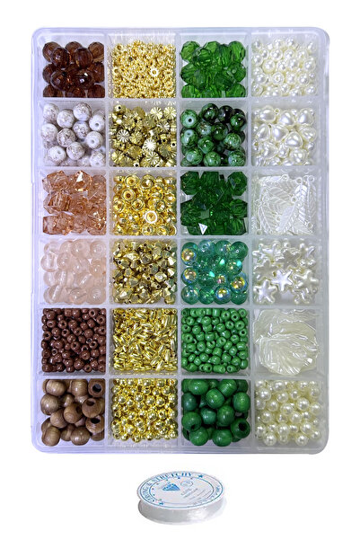 By MO Accessories Καφέ Πράσινο Ταν Τόνοι με Χάντρες Κιτ Κατασκευής Κοσμημάτων...