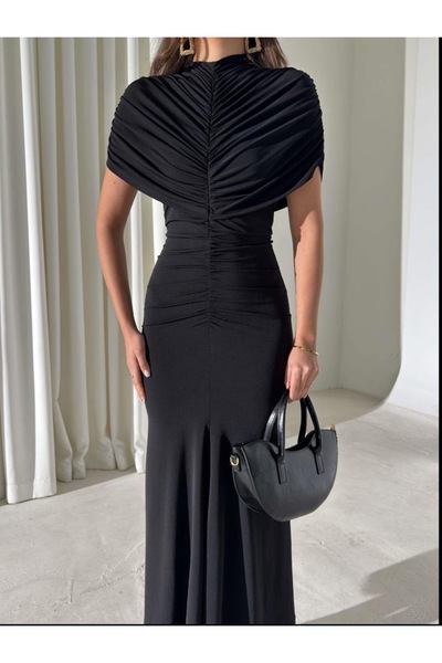 maf collection Γυναικείο μαύρο φόρεμα με λαιμόκοψη halter, με άμμο, μάξι μήκο...