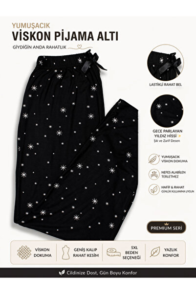 Made By me Εξαιρετικά απαλό ύφασμα Modal, μαύρο παντελόνι πιτζάμας μεγάλου με...