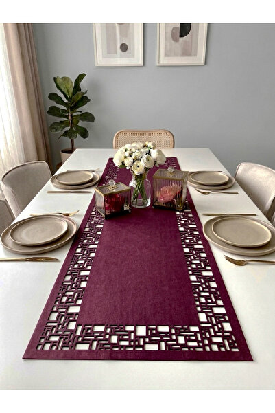 Ergüven Home Διακοσμητικό υφασμάτινο ράνερ σε χρώμα δαμασκηνί 40x140 εκ. Μέγε...