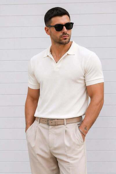 Delpino Πλεκτό Polo Neck Ανδρικό βαμβακερό T-shirt