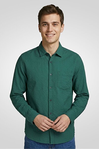 Aeropostale قميص رجالي كاجوال بأكمام طويلة وقصّة عادية، أخضر