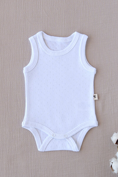 Mimu Baby %100 Pamuk Pointel Çıtçıtlı Bebek Zıbın - Beyaz
