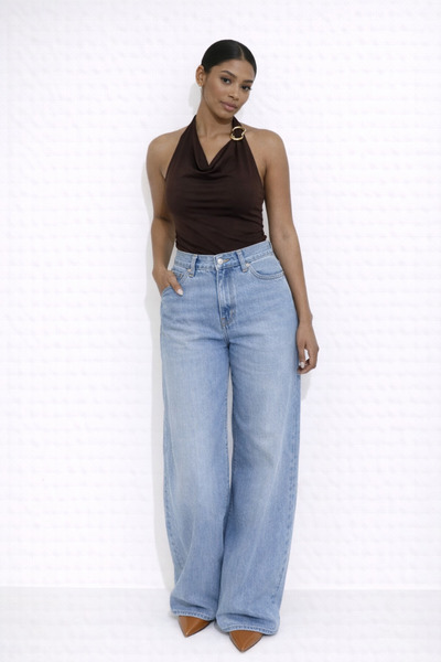 kikiriktekstil 10938 Γυναικεία μπλούζα με λαιμόκοψη halter και αυτο-διακοσμημ...