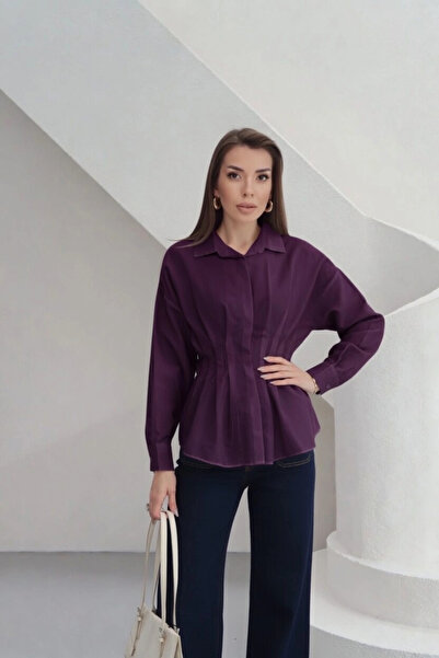 URİS Γυναικείο πουκάμισο με μακριά μανίκια, κομψό, με τσέπη στη μέση και λεπτ...