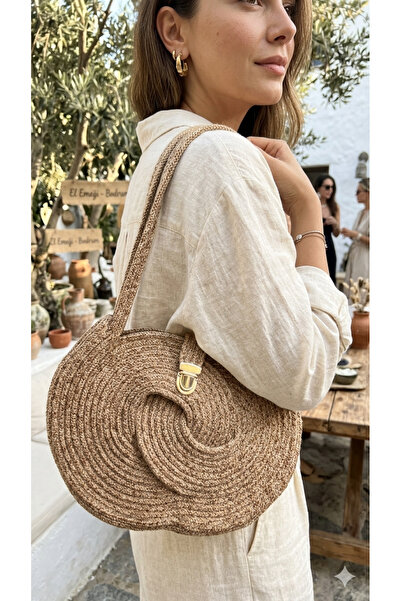 Dugka Atölye Women's Straw Bag/Infinity Bag/Handcrafted/Natural Yarn Bag