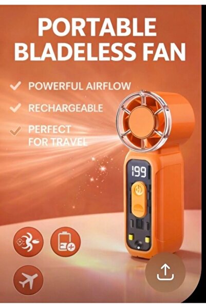 Voground Taşınabilir Şarjlı Mini El Fanı | Güçlü Üflemeli, Bıçaksız (Bladeles...