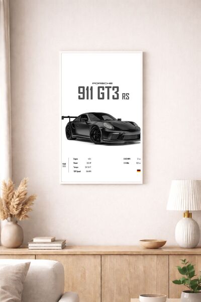 BuzzDesigns Porsche 911 GT3 RS Spor Araba Poster Tablo (Çerçeve Seçenekli)