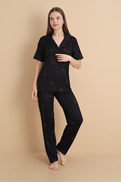 Wordex MRN 2003 Σετ γυναικείες πιτζάμες Pegasus με κοντό μανίκι και μαύρα κου...