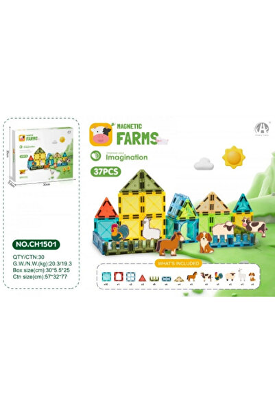 teknotrust Magnetic Tiles Farms Manyetik Çiftlik Seti 37 Parça
