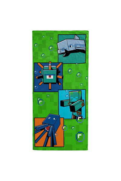 MINECRAFT Ocean Depths Cotton Beach Towel 70x140 cm 140 x 70 cm Green