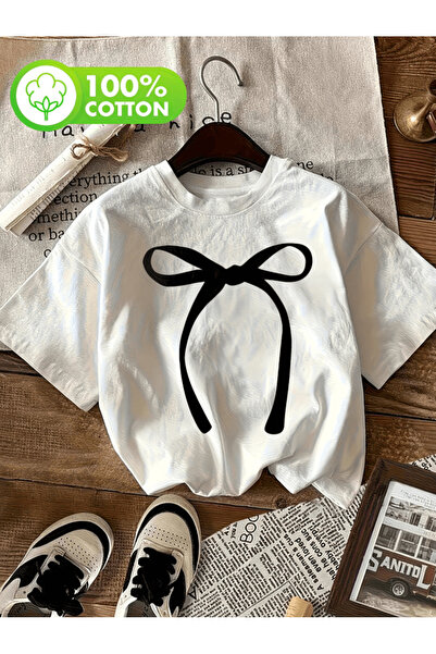 gencerco Μπλουζάκι Premium Oversize με σχέδιο μεγάλου φιόγκου και στάμπα