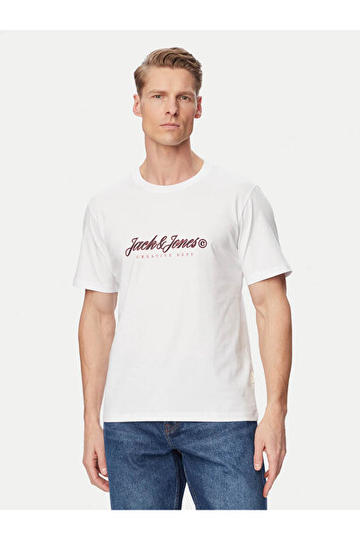 Jack & Jones Ανδρικό T-Shirt Jormontauk Type Front Tee Cn Λευκό 12290887