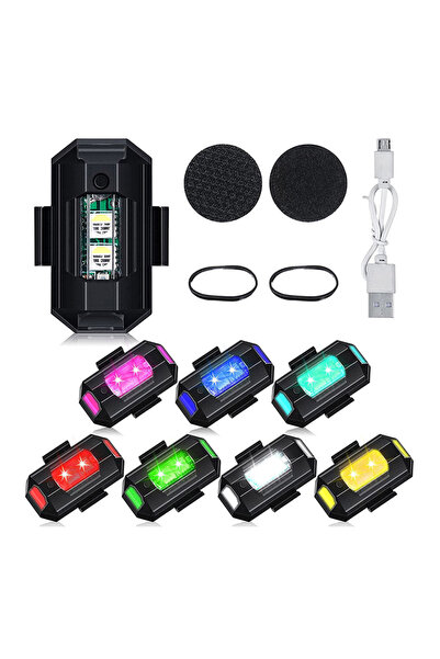 OSKA GLOBAL Mini Led Flash 7 Renk RGB USB Şarjlı Araba Motosiklet Bisiklet Dr...