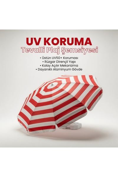 Çiçek Şemsiye 360° Dönebilen Plaj Şemsiyesi UV Korumalı – Su İtici Solmaz Kum...