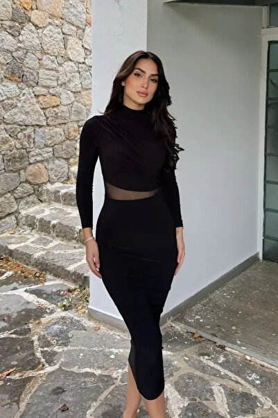 Mistix Καλοκαιρινό Μίντι Βραδινό Φόρεμα με Τούλι Μαύρο