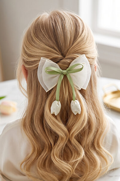 ALYRA Κοριτσίστικη παιδική φουρκέτα με λουλούδια τουλίπα, λεπτομερής κορδέλα,...