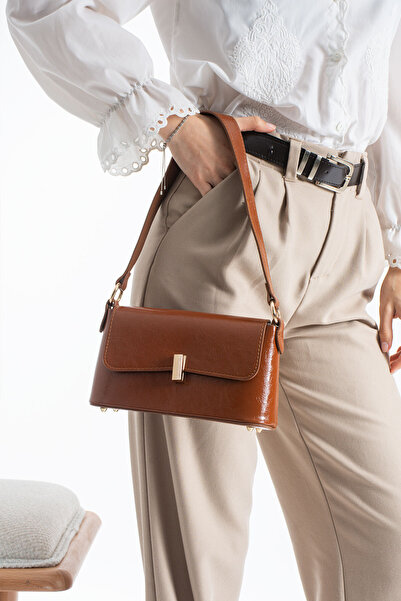 DEV 3 ADAM Γυναικεία τσάντα χειρός και ώμου Taba Covered Baguette