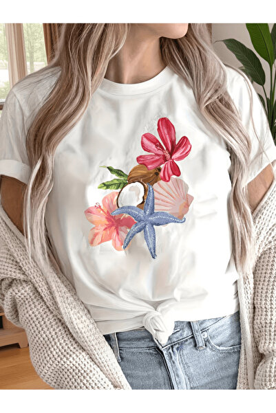 gencerco Μπλουζάκι Premium Oversize με στάμπα λουλουδιών και αστεριών
